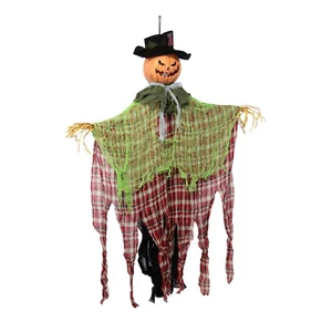Jack O Lantern Scarecrow Haunted House Prop Animatronics Halloween Party Decor - Picture 1 of 4