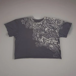 Camisa Xtreme Couture By Affliction Para Hombre XL MMA Huesos Calavera AOP Punk Recortada - Imagen 1 de 6