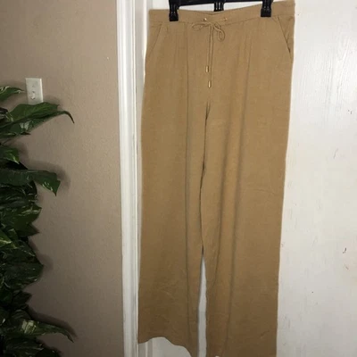 St John Nordstrom 100% Cashmere Pull On Pants Dark Camel Size 14 Designer NWT - Image 1 of 4