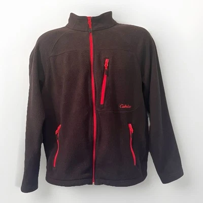 Cabelas Fleece Full Zip Jacket Mens M Black/Red Gorp Outdoor Cabin Rustic Spring - Image 1 of 3