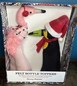 NUEVO EN CAJA Tommy Bahama Navidad Fieltro Botella Toppers ~ ¡TAN DIVERTIDO! - Imagen 1 de 4
