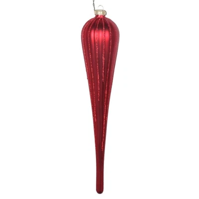 Vickerman 11" Rojo Mate Brillo Gota Adorno de Navidad, Juego de 3 Foto 1 de 3