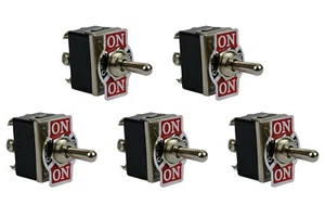 5 pc 20A 125V Toggle Switch (ON)-OFF-(ON) DPDT 6 Terminal Momentary 2 SIDE - Picture 1 of 4
