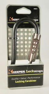 Lockstraps Locking Combination Carabiner - Oversized Tie Down Black  - NEW 46801