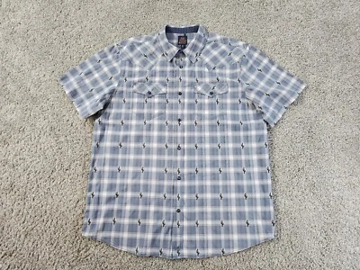 Moon C Shine Spirt Pearl Snap Shirt Men Sz XL Western Plaid Cowboy Cacti Shirt - Image 1 of 4