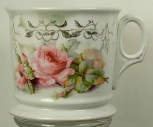 TAZA DE AFEITADO ANTIGUA LEUCHTENBURG ALEMANIA ROSA DECORACIÓN MARCA BASE - Imagen 1 de 5