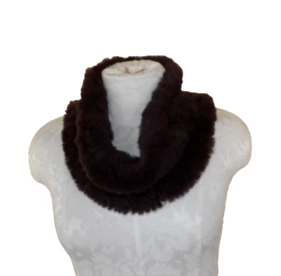 Neiman Marcus malha colarinho de pele de coelho cachecol aquecedor de pescoço boa xale novo 30" x 6" - Imagem 1 de 4