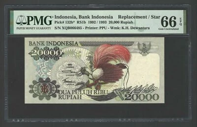 1992 Indonesia, Bank Indonesia 20000 Rupiah P-132b* "REPLACEMENT/STAR PMG 66 - Image 1 of 2