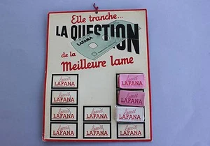 Présentoir mural magasin ELLE TRANCHE LA QUESTION lame Lafana rasoir barbier - Picture 1 of 4