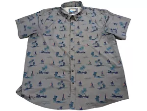 Magellan Fish Gear Vented Button Down Men 3XL Shirt Palm Trees Boats Stretch  - Picture 1 of 13