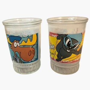 The Adventures Of Rocky  Bullwinkle Glasses 1 2 Bama Vintage Universal Studios - Picture 1 of 14