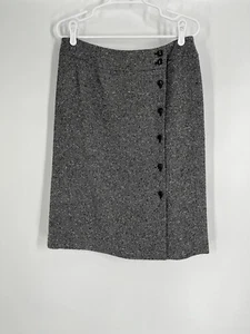 TALBOTS Wollmischung Fischgrät Knopf Rock Tweed Gr. 12 schwarz Büro Karriere gefüttert - Bild 1 von 7