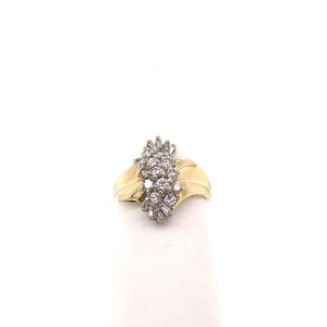 14KT YELLOW GOLD 1.00CT DIAMOND CLUSTER RING SIZE 8, 5.0 GRAMS - Picture 1 of 5