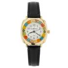 GlassOfVenice Murano Glass Watch Millefiori With Leather Band Square Case - Blac