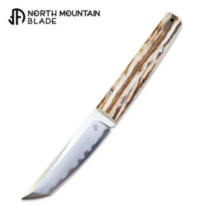 North Mountain Blade Chop Mini Fixed 3.5" Full Tang Steel Deer Antlers Handle - Picture 1 of 12