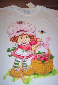 WOMEN'S TEEN Juniors VINTAGE 80's STYLE STRAWBERRY SHORTCAKE T-shirt LARGE NEW - Picture 1 of 3