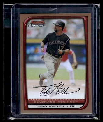 2008 Bowman Chrome Gold Refractor #8 Todd Helton 29/50 Rockies HOF - Image 1 of 2