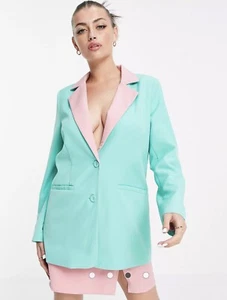 RRP 65£ Brand NEW Annorlunda UK 10 Oversized Blazer with Contrast Collar co-ord - Picture 1 of 15