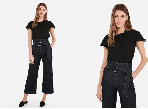 Express 黑色荷叶领衬衫全新带标签!!!!! — 第 1/1 张图片