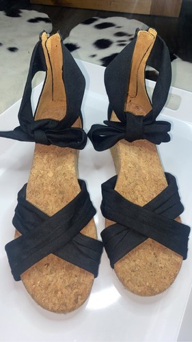 UGG TRACI sandali donna espadrillas zeppa misura 8 annodati cinturino alla caviglia zip