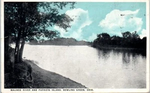 1920s OH Postcard Maumee River and Parkers Island Bowling Green Ohio - Picture 1 of 2