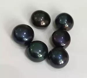 Natürliche 57 kt zertifizierte australische schwarze Perle lose Edelsteine Lot rund 5 Stck. - Bild 1 von 6