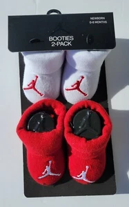 2 Pair Nike Air Jordan Baby Booties, Size 0-6 Months, Shower Gift, Red White  - Picture 1 of 7