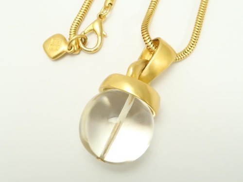 GIVENCHY Collana Lunga Vintage Ciondolo Finto Cristallo Tono Oro L 95cm