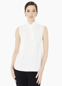 Misook Jabot Detail Crepe de Chine Blouse - Picture 1 of 4