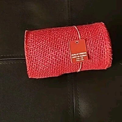 Red Burlap Ribbon Roll 5.5" x 15ft 100% Jute Gift Wrapping Crafts DIY Decor NEW! - Image 1 of 4