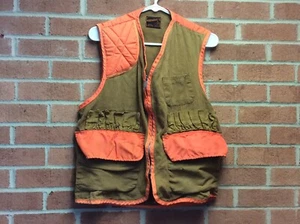 Vintage Woodsman Duck Bird Canvas Shooting Hunting Vest Brown / Safety Orange - Picture 1 of 5