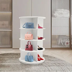 4 Tiers White Rotating Shoe Rack Free Standing Shoe Rack Shoe Organizer US - Picture 1 of 15