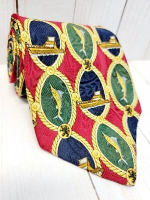 Tommy Hilfiger Hombres Corbata 100% Seda Italiana Pez Espada y Barco de Pesca Deportivo EE. UU. Foto 1 de 4