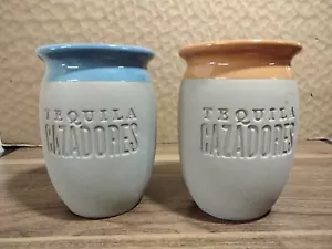 Juego de 2 vasos de cerámica esmaltados en el interior azul y mostaza Cazadores Tequila - Imagen 1 de 10