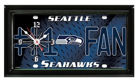 NFL License Plate Clock Seattle Seahawks 7" x 13" - Mid-South Products Cover