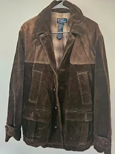 Chaqueta Ralph Lauren Marrón Terciopelo Cuero Recortado Pana Plumón L - Imagen 1 de 13