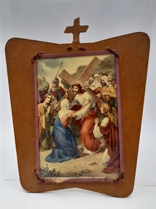 Icona Via Crucis Stazione n.IV La Beata Vergine incontra Cristo anni '30 - Imagen 1 de 2
