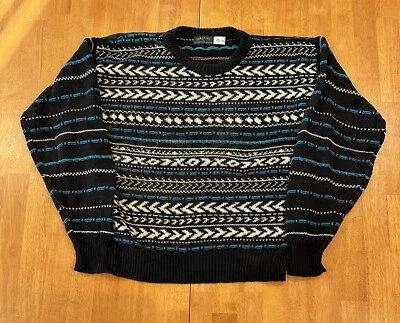 Suéter Vintage Años 90 Colores Por Alexander Julian Algodón Cuello Redondo Grande Geométrico Foto 1 de 4