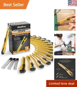 15-teiliges einziehbares Allzweckmesserset mit 30 extra abbrechbaren Klingen - Ergono... - Bild 1 von 9