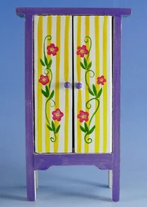 Eye Candy Dollhouse Miniature Hand Painted Purple Floral Country Cupboard MWF022 - Picture 1 of 9