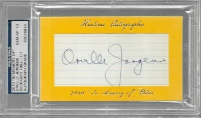 Orville Jorgens Phillie Debut 1935 Autograph 2010 In Memory Of PSA 10 Gem Mint! - Image 1 of 2