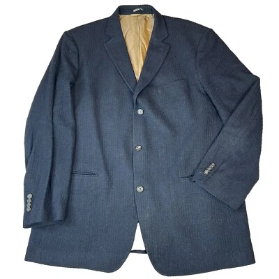 Blazer Abrigo Deportivo Patrick James 46L Lana y Cachemira Azul Marino Acanalado Tejido Pana Foto 1 de 4