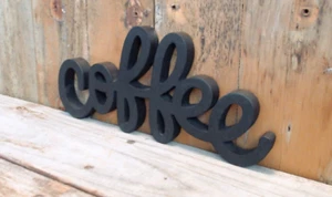 Small Coffee Sign - COFFEE - Free Standing Black Solid Wood Sign - Picture 1 of 4