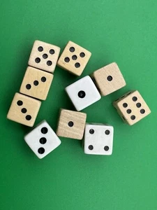 Vintage 50s 60s Dice Set Of 10 Wooden Resin - Picture 1 of 9