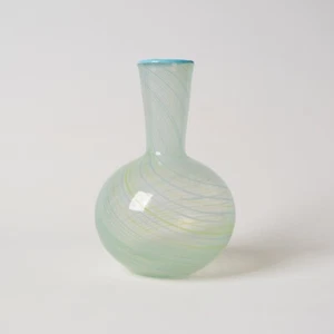 Vintage Dansk International Vase 1970s Blue Multicolor Swirl Opaline Art Glass - Picture 1 of 10