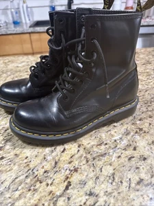 Dr. Martens 1460 W 8-Loch Docs Doc glänzende schwarze Lederstiefel Damengröße 6 schön - Bild 1 von 10