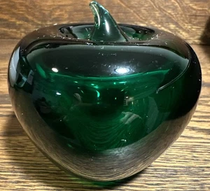 Vintage Blenko Style Green Apple Glass Paperweight 3” - Picture 1 of 6