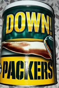 Green Bay Packers 7" Empty Popcorn Tin - GO PACKERS! - Picture 1 of 2