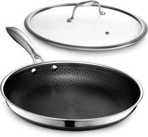 Hybrid Nonstick 12-Inch Frying Pan with Tempered Glass Lid, Stay-Cool Handle, Di - Picture 1 of 12