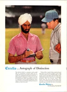 1957 Excello Shirts Autograph of Distinction Sikh and Baseball VINTAGE PRINT AD - Picture 1 of 1